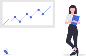 vector illustration of a woman and line graph