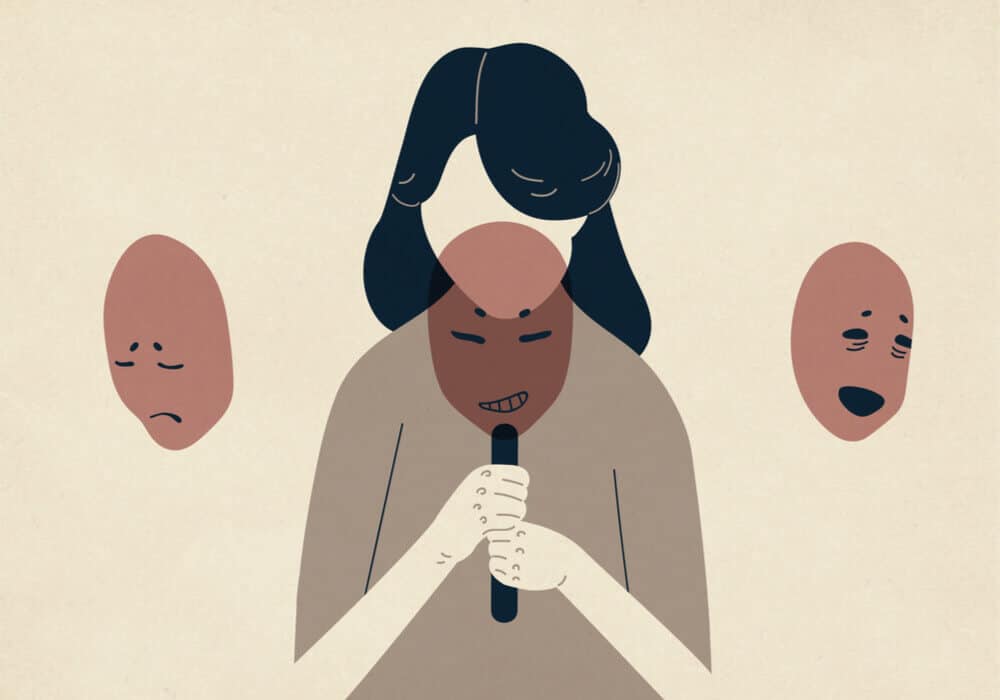 Illustration of a woman with different emotoins