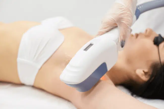 Woman doing some hair laser removal in the clinic.